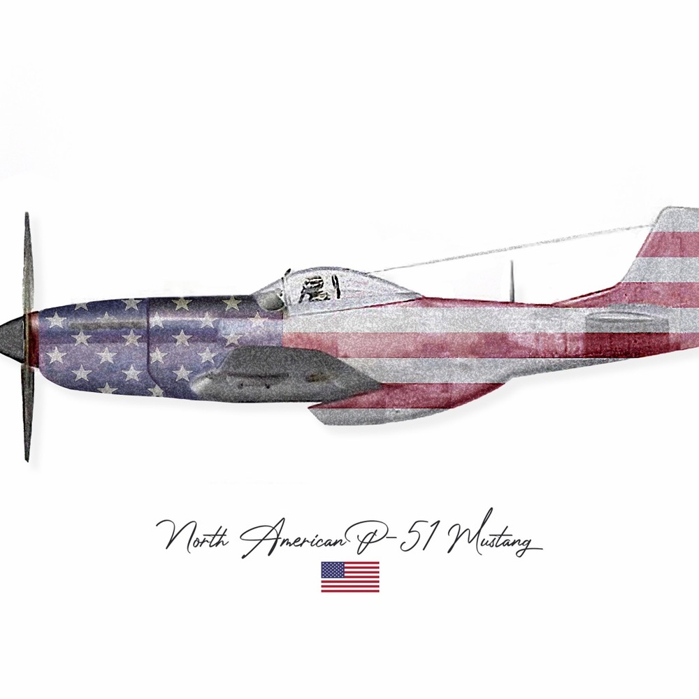 Patriotic P-51 Mustang Art Print